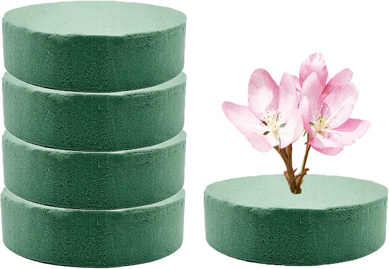 MYYZMY 5 Pcs Floral Foam, 4.7 Inch Dry Wet Floral Foam Bricks Round for Artificial Flowers - Image 1